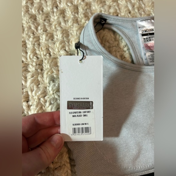 GYMSHARK Sports Bra top flex high rise leggings light grey marl black active set - Picture 7 of 10